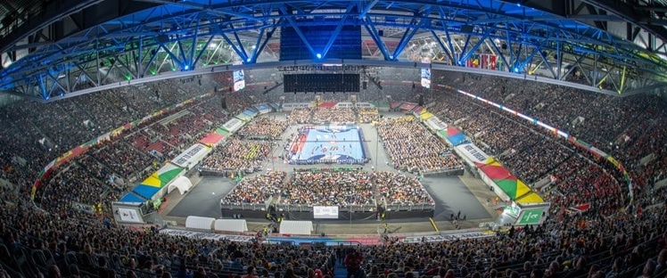 Eindruck aus der Merkur-Spiel Arena beim Weltrekord-Match der Schweiz gegen Deutschland (Bildrechte: D.LIVE / Kai Kuczera)