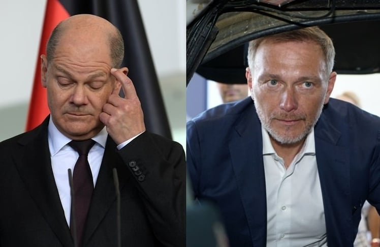 Zwischen Wirtschafts- und Koalitionskrise: Bundeskanzler Olaf Scholz und Finanzminister Christian Lindner (Bilder: Brauer Photos, J. Reetz / J. Hornfeldt)