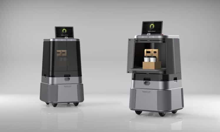 Innovative Technologie: Der Hyundai/Kia Roboter bietet mit Gesichtserkennung und Federung eine sichere und komfortable Lösung für die Paketzustellung im Büro. © Hyundai