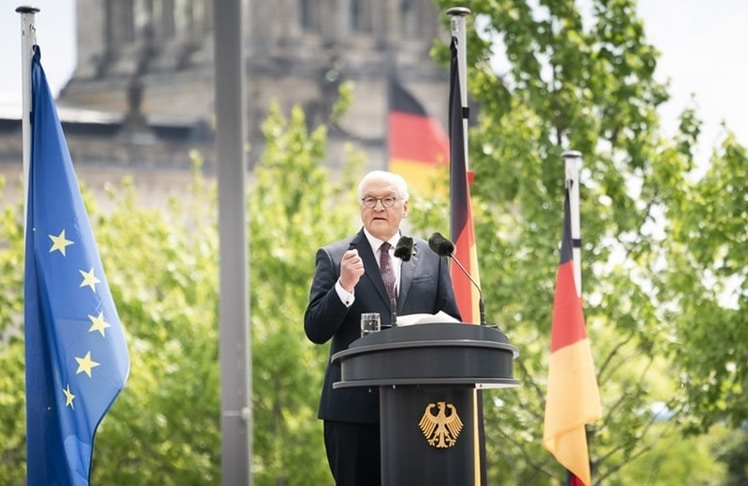 Bundespräsident Frank-Walter Steinmeier am 23. Mai beim Staatsakt in Berlin (Bild: Bundespräsidialamt)