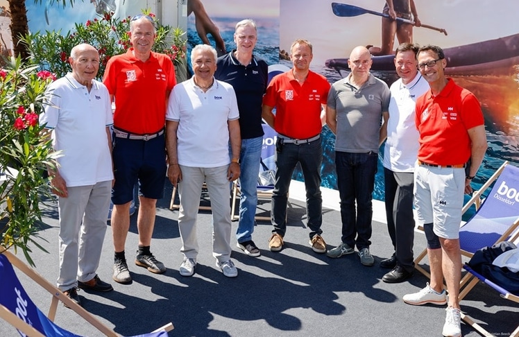 Die boot Düsseldorf und die Kieler Woche feierten 2023 ihre 30 jährige Partnerschaft. Mit an Bord Abdul Adib, Dirk Ramhorst, Petros Michelidakis, Wolfram Diener, Hauke Berndt, Robert Marx und Sven Christensen.© © Boot Düsseldorf