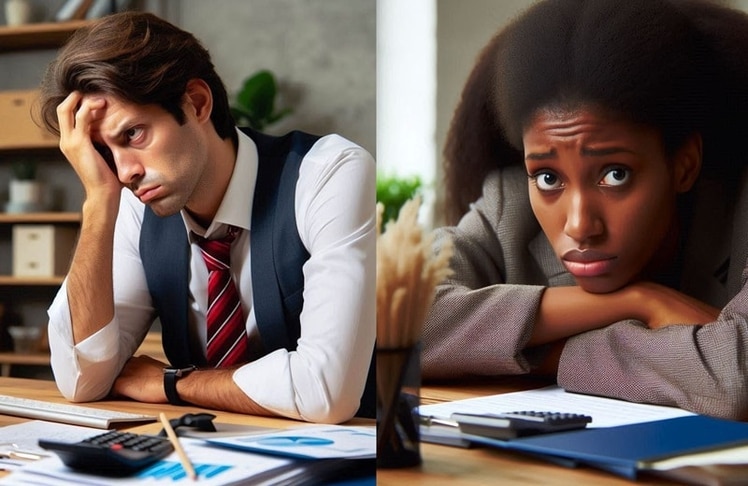 Das Gefühl, wenn man nach etabliertem Home-Office-Alltag plötzlich zurück ins Büro beordert wird, in zwei KI-generierten Bildern