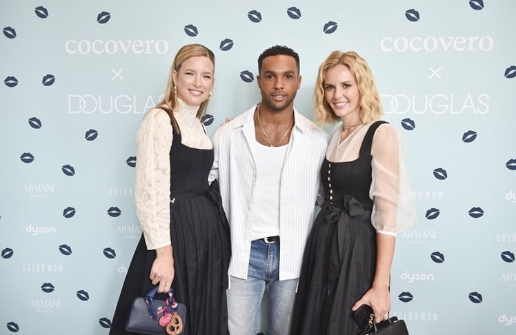 Constanze Schnitzler (CocoVero), Lucien Laviscount und Veronika Stork-Jacklbauer (CocoVero) beim exklusiven „CocoVero x Douglas“-Event am 21.09.2024 im Rosewood Hotel München.  Foto: BrauerPhotos / G.Nitschke