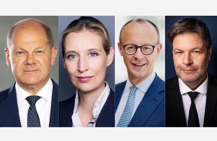 Olaf Scholz (SPD), Alice Weidel (AfD), Friedrich Merz (CDU) und Robert Habeck (Grüne) debattieren eine Woche vor der Wahl