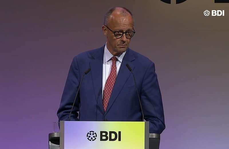 Friedrich Merz am Montag in Berlin (Bild: Screenshot / Bundesverband der Deutschen Industrie / youtube.com/@bdiberlin) Friedrich Merz am Montag in Berlin (Bild: Screenshot / Bundesverband der Deutschen Industrie / youtube.com/@bdiberlin)