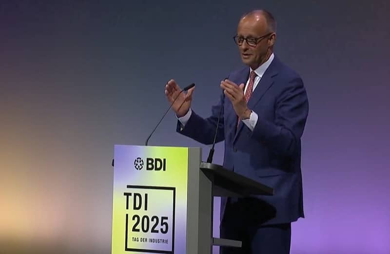 Friedrich Merz am Montag in Berlin (Bild: Screenshot / Bundesverband der Deutschen Industrie / youtube.com/@bdiberlin) Friedrich Merz am Montag in Berlin (Bild: Screenshot / Bundesverband der Deutschen Industrie / youtube.com/@bdiberlin)